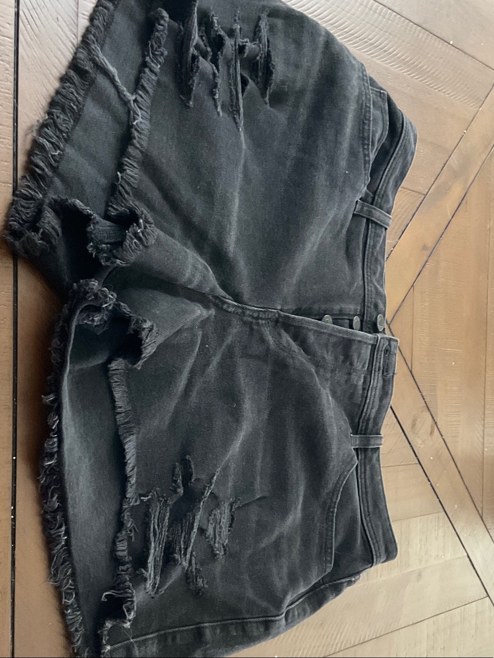 Women's Black Distressed Denim Shorts